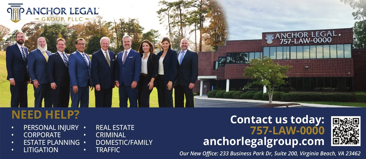 Anchor Legal Group: personal injury, corporate, estate planning, litigation, real estate, criminal, family and traffic law. Call 757-529-0000.
