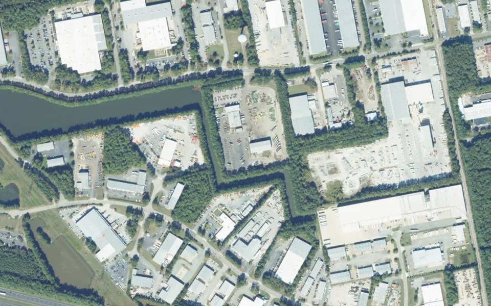 2023 aerial photograph near Cavalier Industrial Park in Chesapeake, Virginia